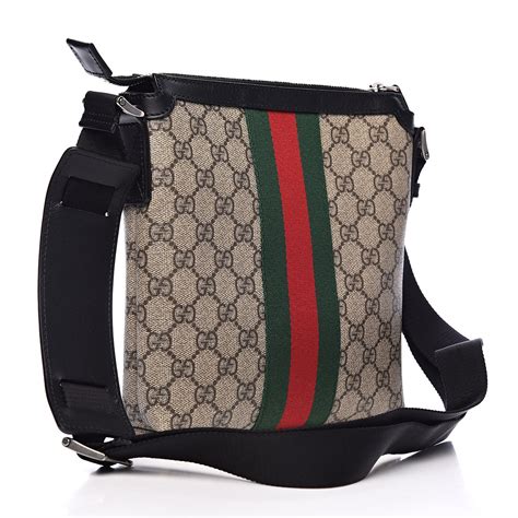 gg supreme monogram web messenger bag black|More.